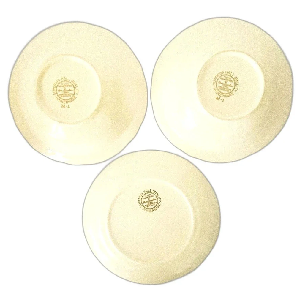 Vintage Hall China Autumn Leaf 3 Dessert Cereal  Bowls and 1 Dessert Dish